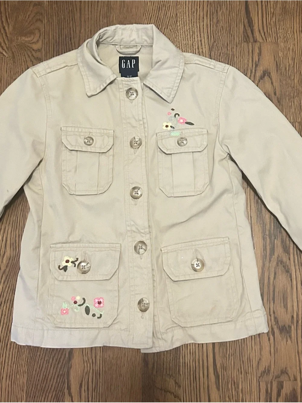 GAP Girls Cream Embroidered flowers  Pea Coat 249